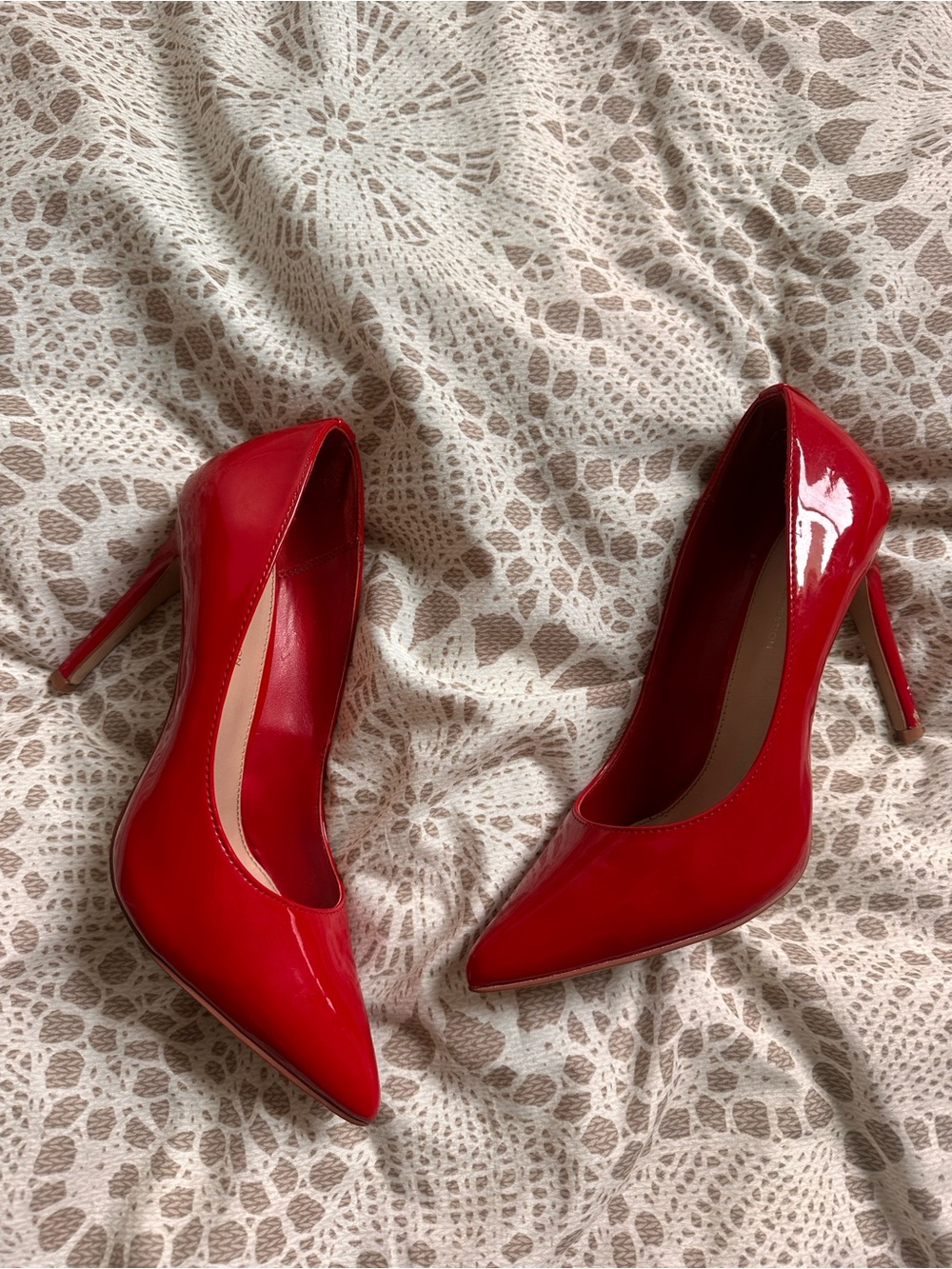 BCBGeneration Red Patent Pointed-Toe Stiletto Heels